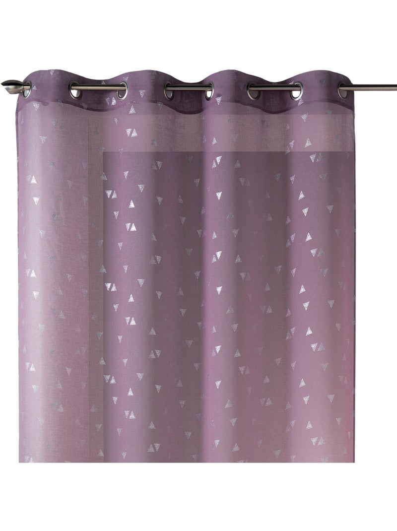 Cortina transparente estampada com pequenos triângulos prateados Lilás-claro - Kiabi