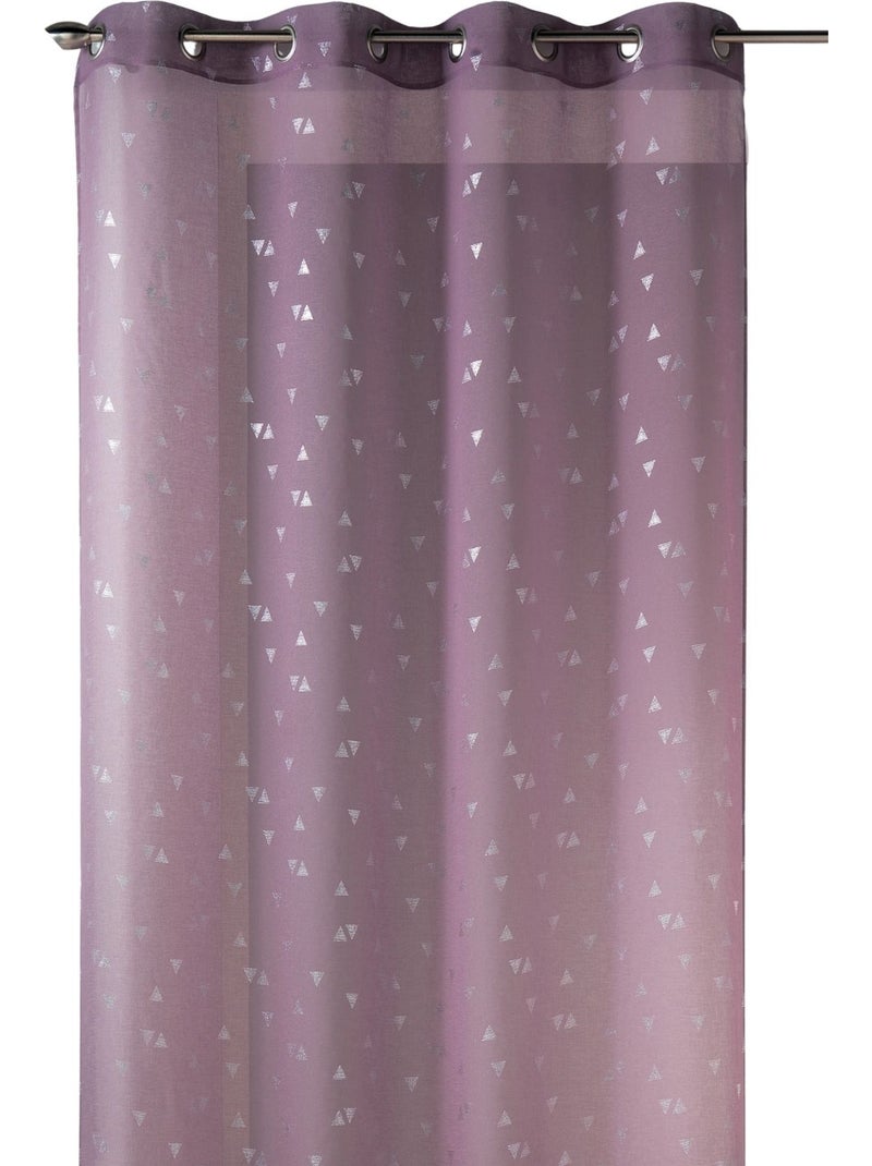 Cortina transparente estampada com pequenos triângulos prateados Lilás-claro - Kiabi