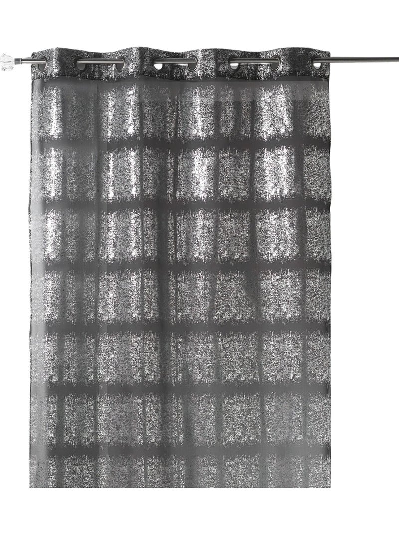 Cortina transparente estampada com reflexos prateados Preto - Kiabi