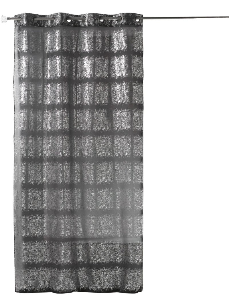 Cortina transparente estampada com reflexos prateados Preto - Kiabi