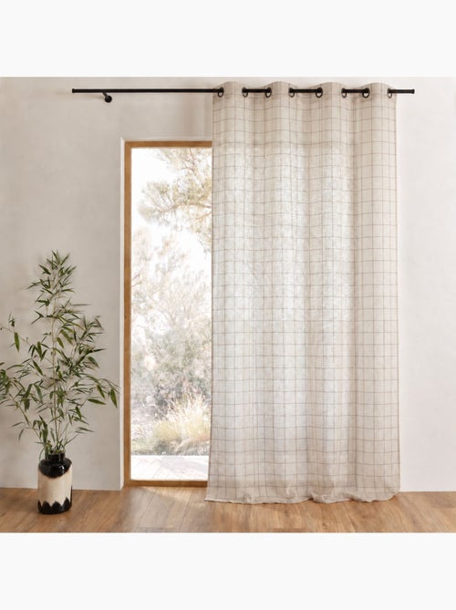 Cortina xadrez bege 100% algodão lourmarin - Kiabi