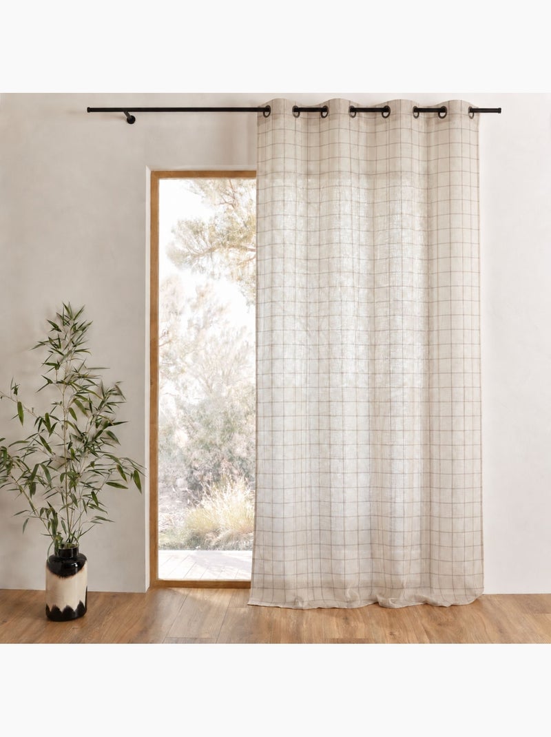 Cortina xadrez bege 100% algodão lourmarin Bege - Kiabi