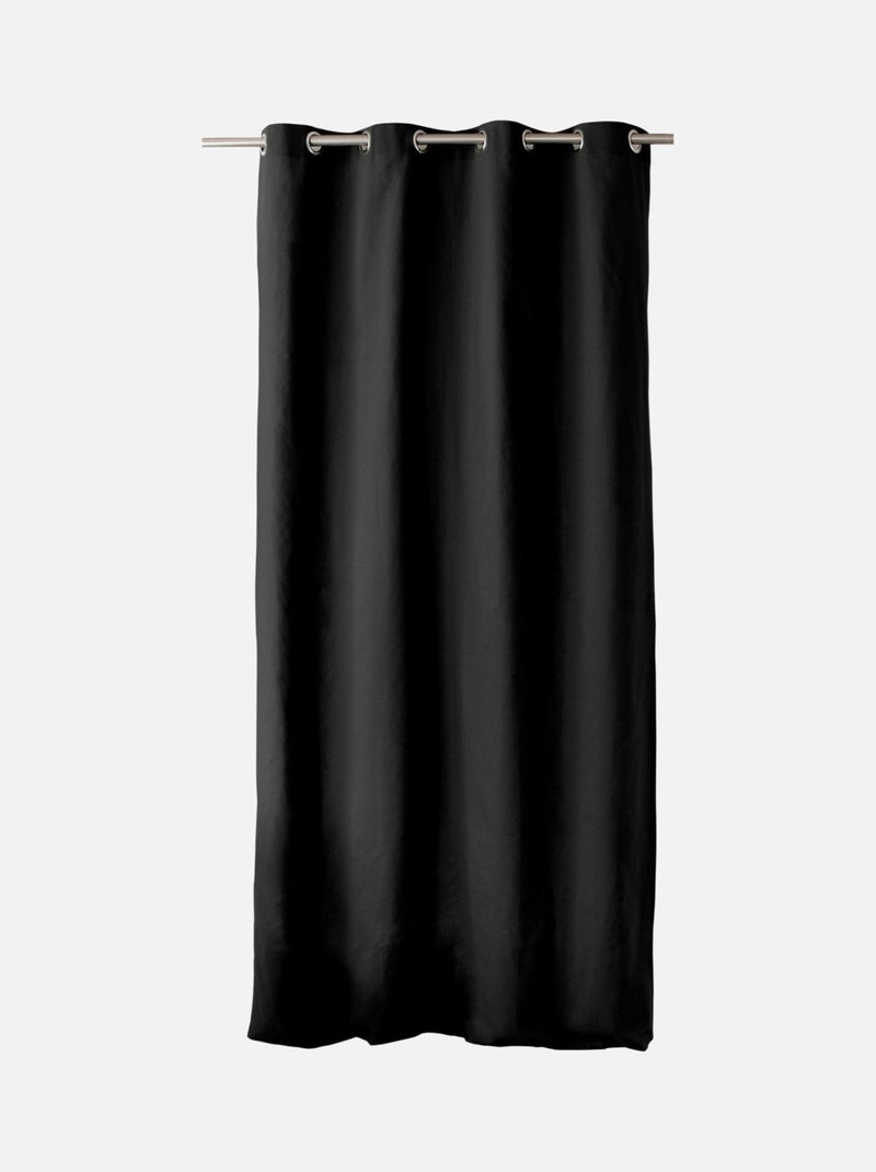 Cortinado com ilhós em puro algodão Preto - Kiabi