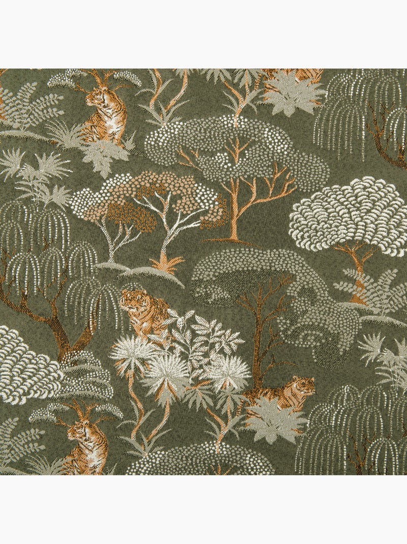 Cortinado jacquard opaco com motivo de tigre japonizante, elegante e exótico Verde - Kiabi