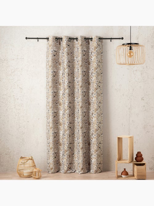 Cortinado jacquard policotão com padrões florais e pássaros, 8 ilhós - Kiabi Cortinado jacquard policotão com padrões florais e pássaros, 8 ilhós - Kiabi