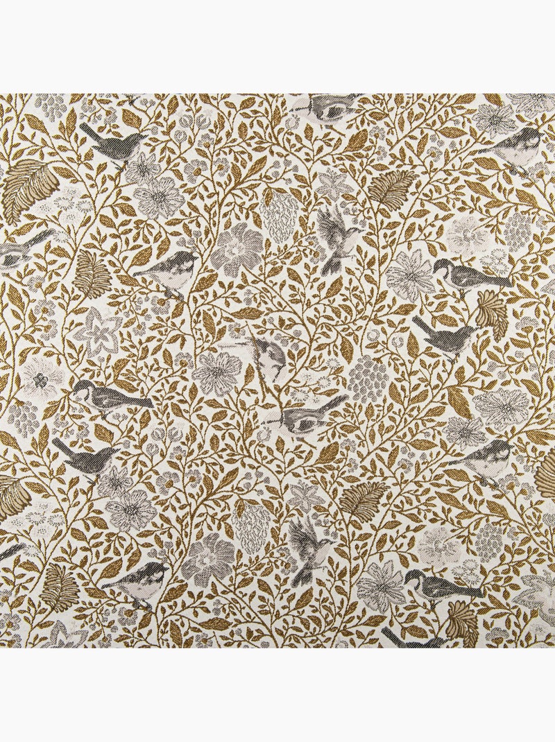 Cortinado jacquard policotão com padrões florais e pássaros, 8 ilhós Amarelo-escuro - Kiabi