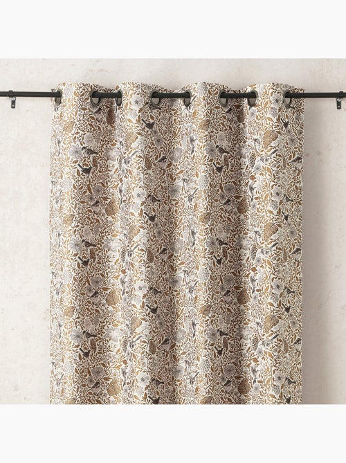 Cortinado jacquard policotão com padrões florais e pássaros, 8 ilhós - Kiabi Cortinado jacquard policotão com padrões florais e pássaros, 8 ilhós - Kiabi