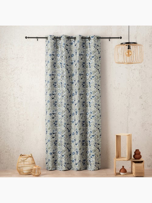 Cortinado jacquard policotão com padrões florais e pássaros, 8 ilhós - Kiabi Cortinado jacquard policotão com padrões florais e pássaros, 8 ilhós - Kiabi