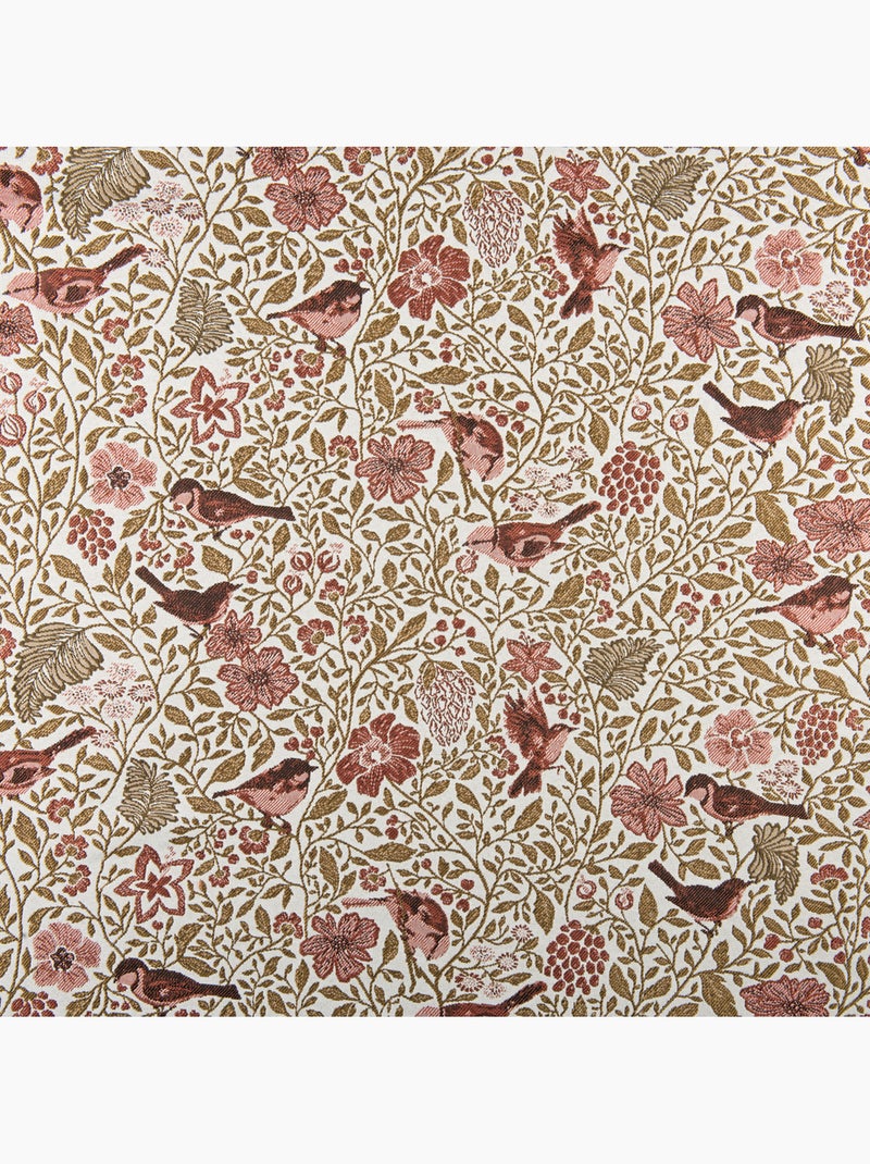 Cortinado jacquard policotão com padrões florais e pássaros, 8 ilhós Rosa - Kiabi