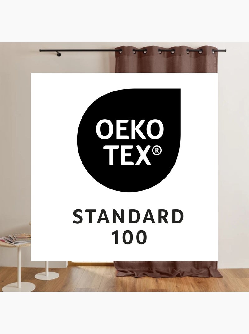 Cortinado liso opaco com ilhós Castanho - Kiabi