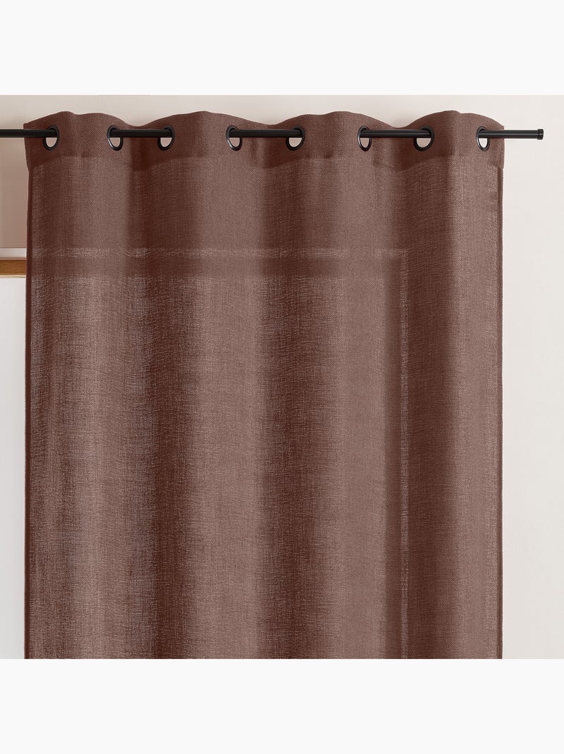 Cortinado liso opaco com ilhós Castanho - Kiabi