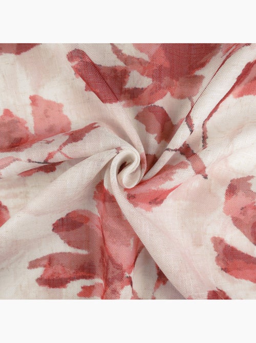 Cortinado poli-linho estampado com motivo floral com ilhós - Kiabi