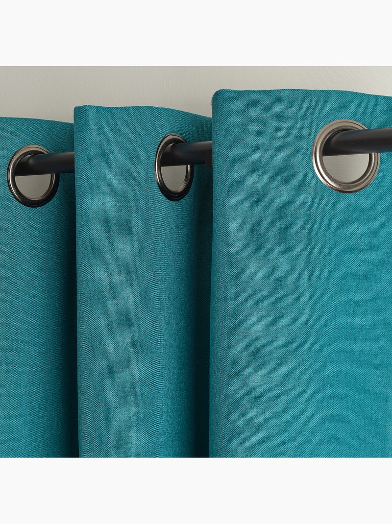 Cortinado térmico opaco com ilhós Azul-petróleo - Kiabi