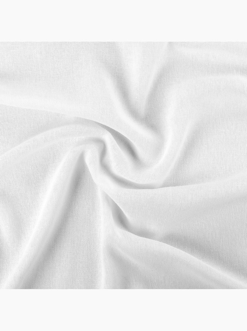 Cortinado translúcido em algodão e linho com ilhós Branco - Kiabi