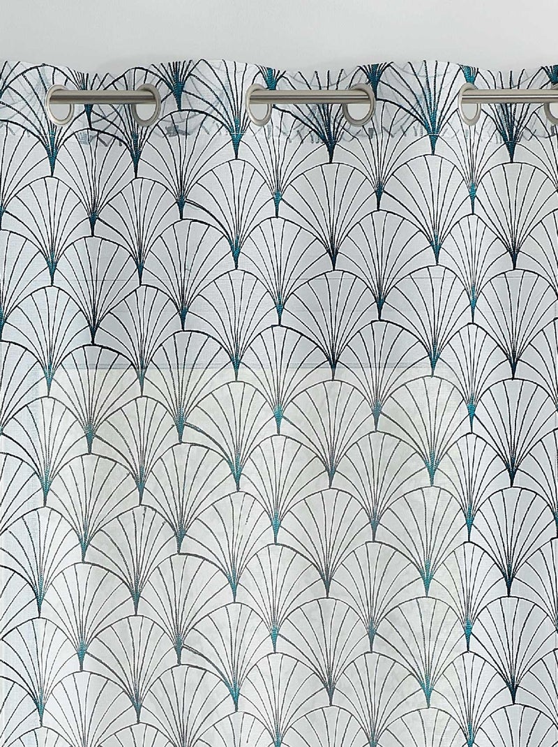 Cortinas bordadas art deco Azul-petróleo - Kiabi