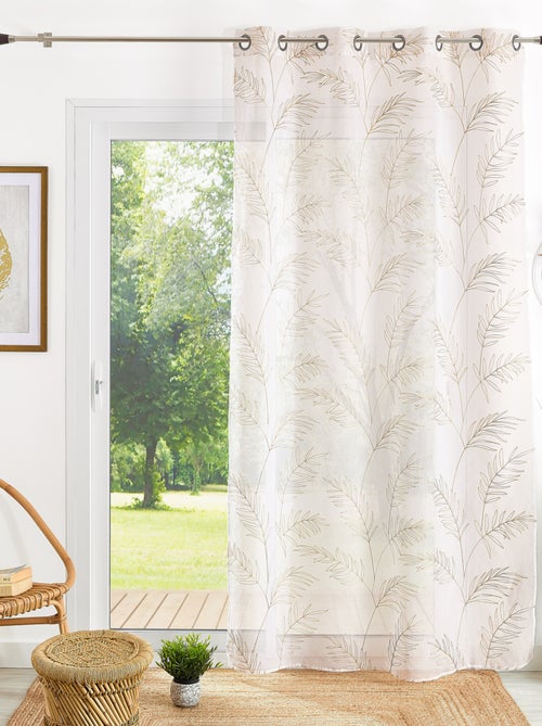 Cortinas bordadas com motivos de folhas - Kiabi