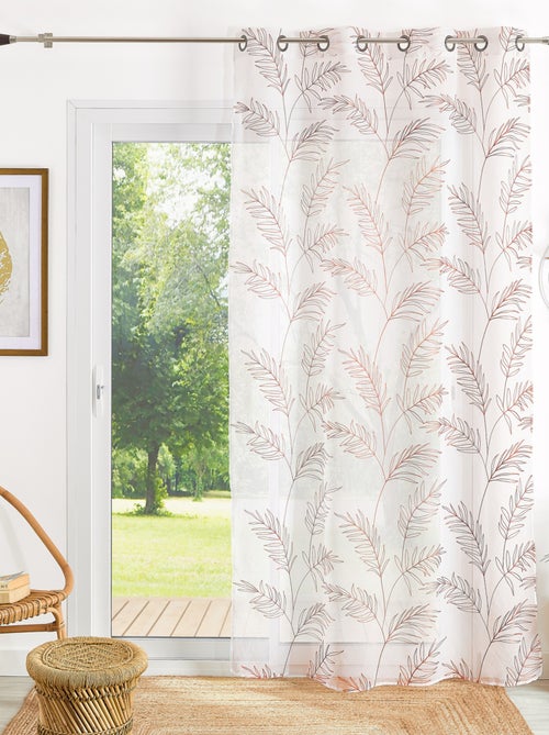 Cortinas bordadas com motivos de folhas - Kiabi