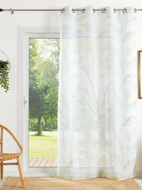 Cortinas bordadas com motivos de folhas - Kiabi