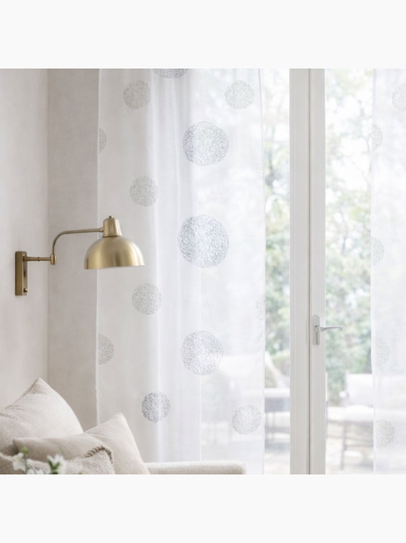 Cortinas bordadas redondas para janelas Branco - Kiabi