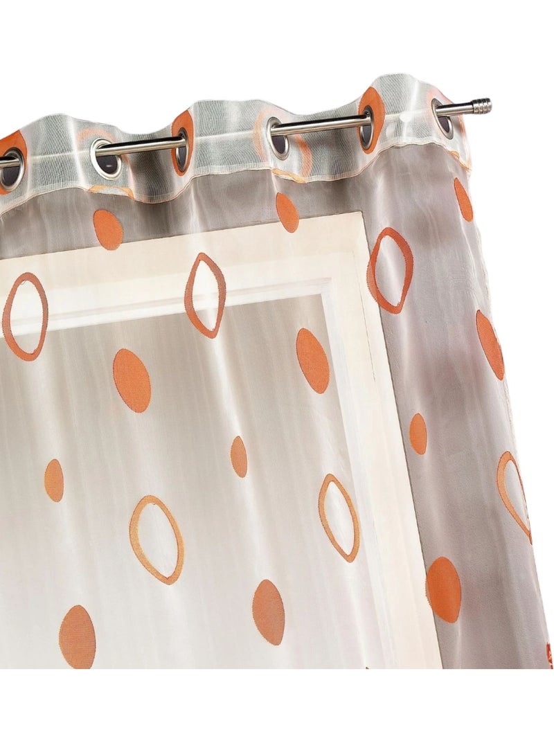 Cortinas coloridas com círculos prontas a instalar Laranja - Kiabi