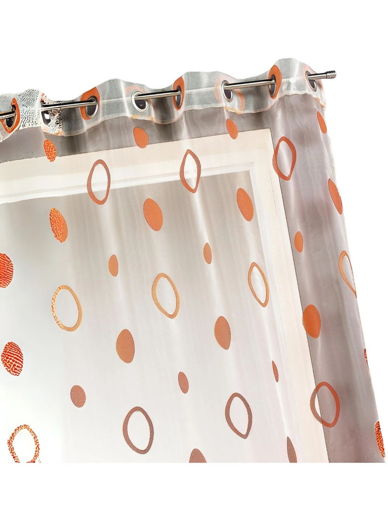 Cortinas coloridas com círculos prontas a instalar Laranja - Kiabi