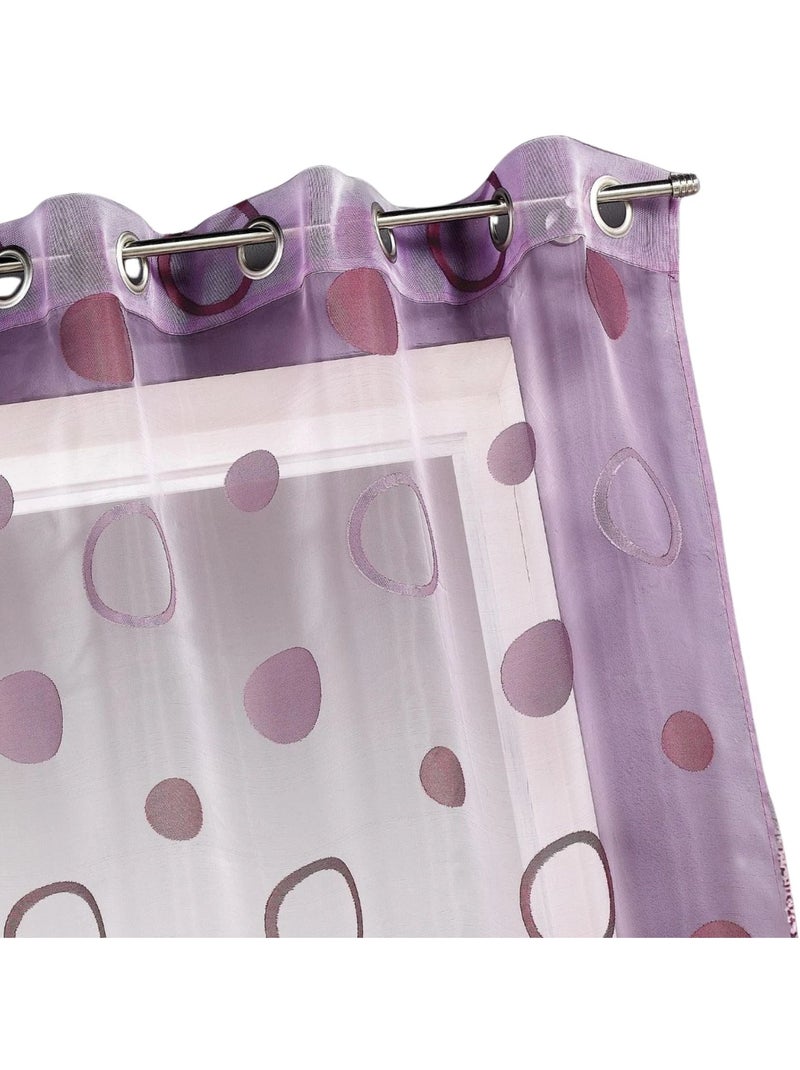 Cortinas coloridas com círculos prontas a instalar Lilás-claro - Kiabi