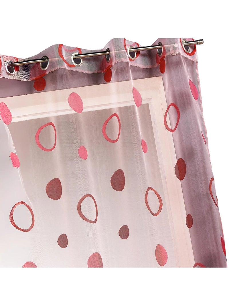 Cortinas coloridas com círculos prontas a instalar Vermelho tijolo - Kiabi