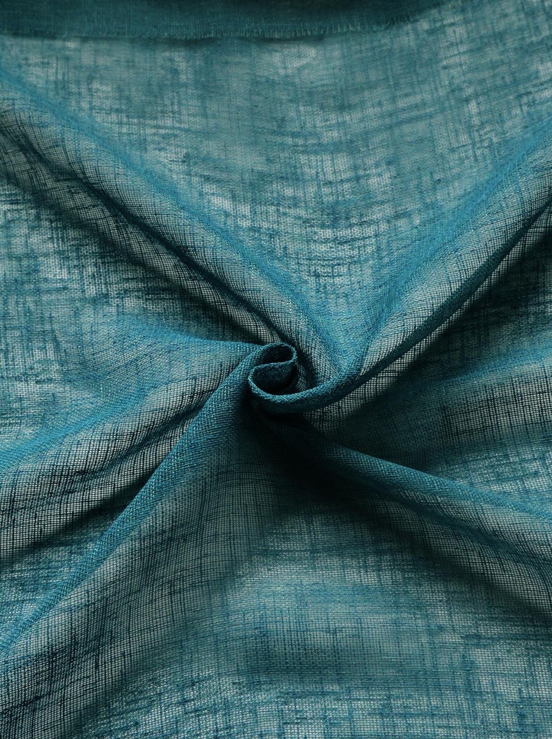 Cortinas com efeito linho Azul-petróleo - Kiabi