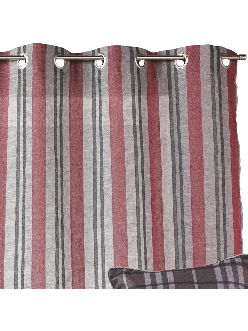 Cortinas com riscas verticais prontas a instalar Vermelho - Kiabi