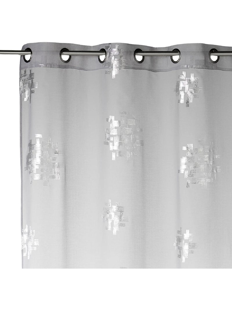 Cortinas de efeito linho com estampados prateados Cinza claro - Kiabi