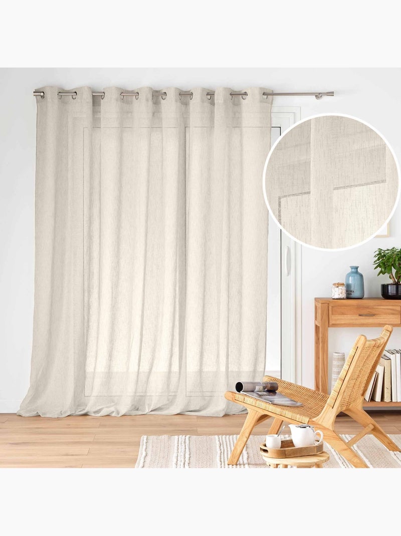 Cortinas de grande largura com efeito de linho tecido Bege claro - Kiabi