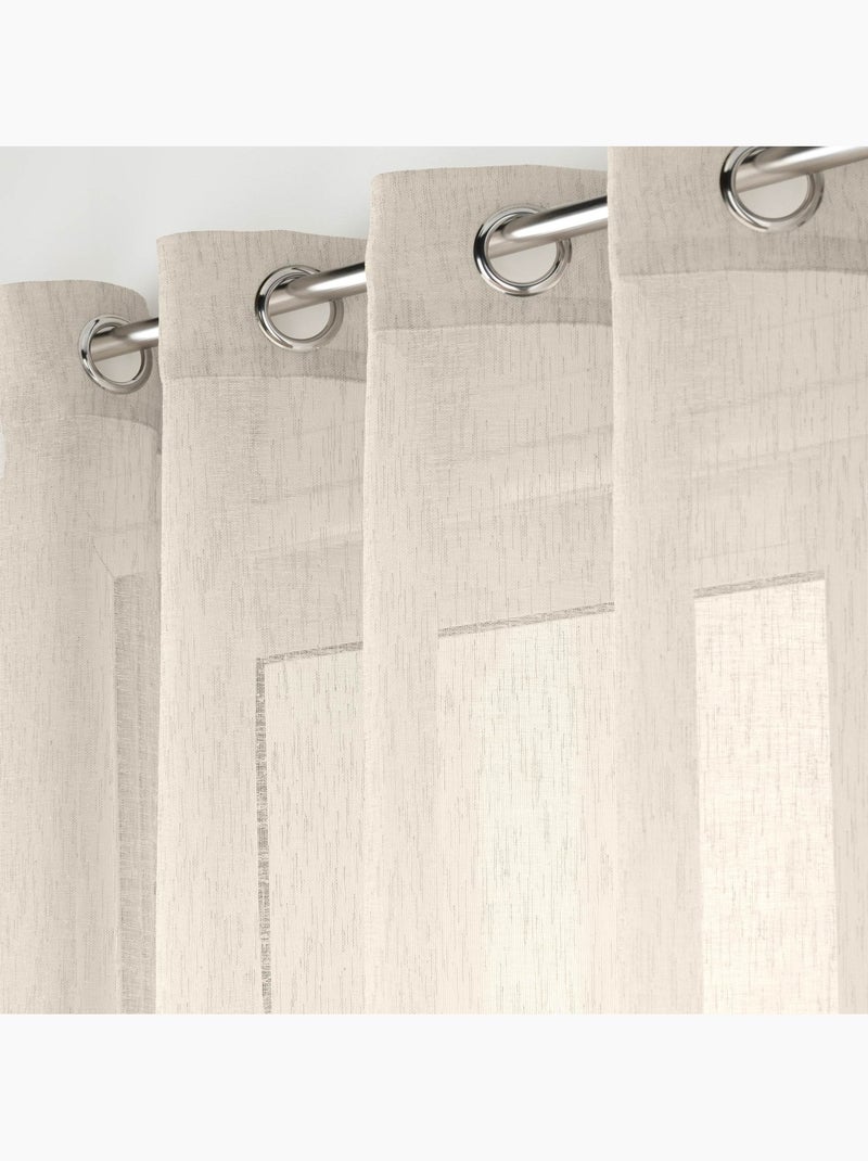 Cortinas de grande largura com efeito de linho tecido Bege claro - Kiabi