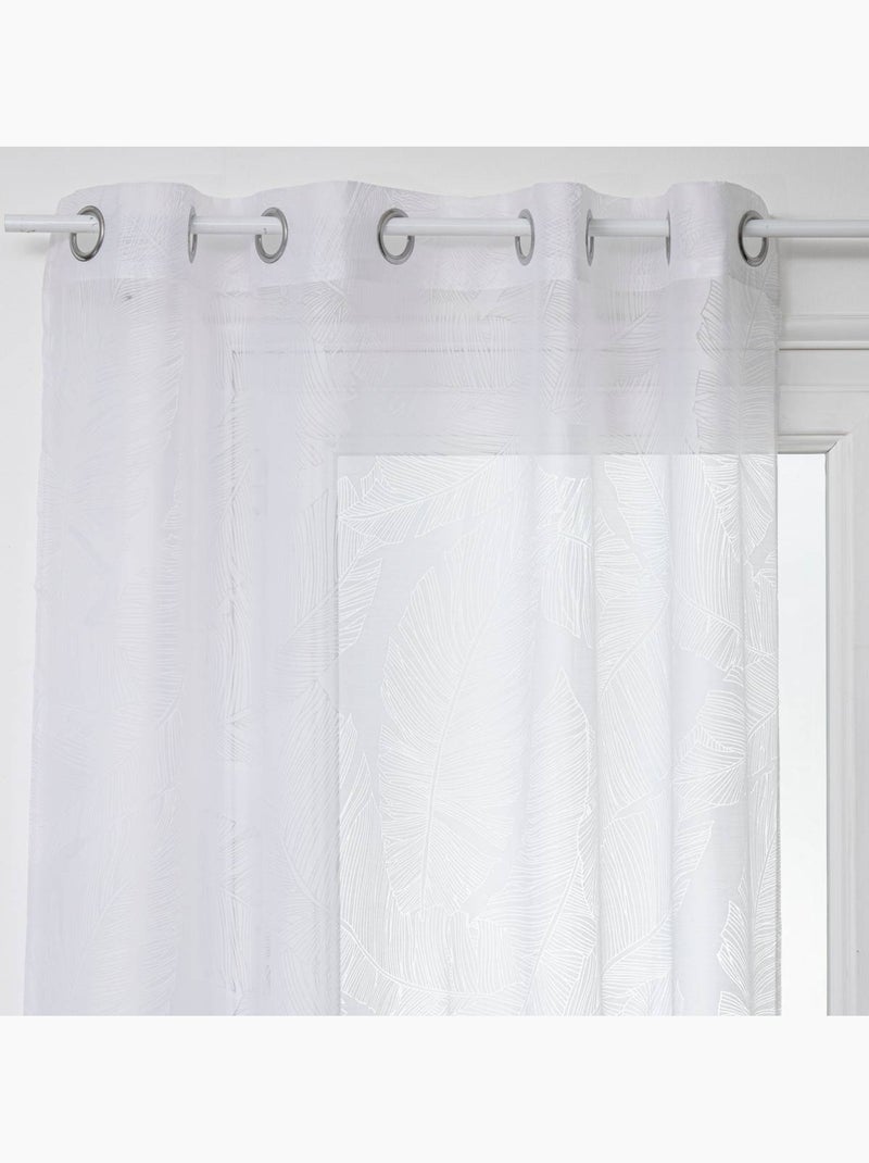 Cortinas de rede com estampado de folhas Branco - Kiabi