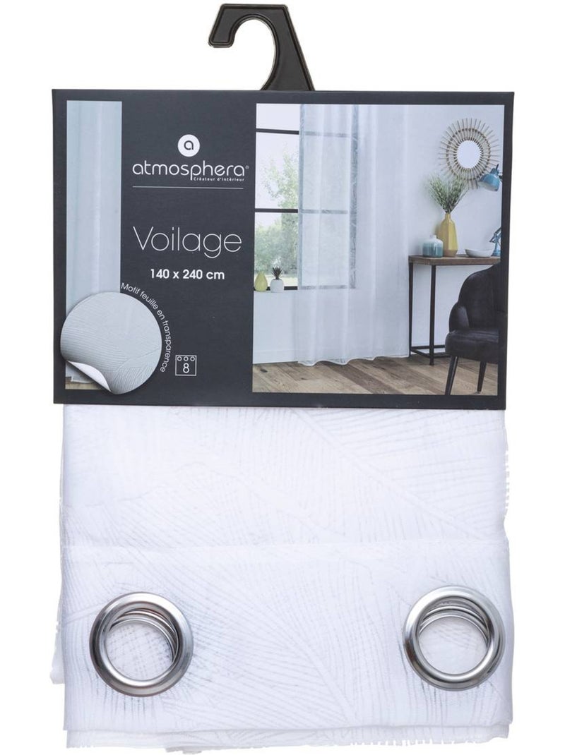Cortinas de rede com estampado de folhas Branco - Kiabi