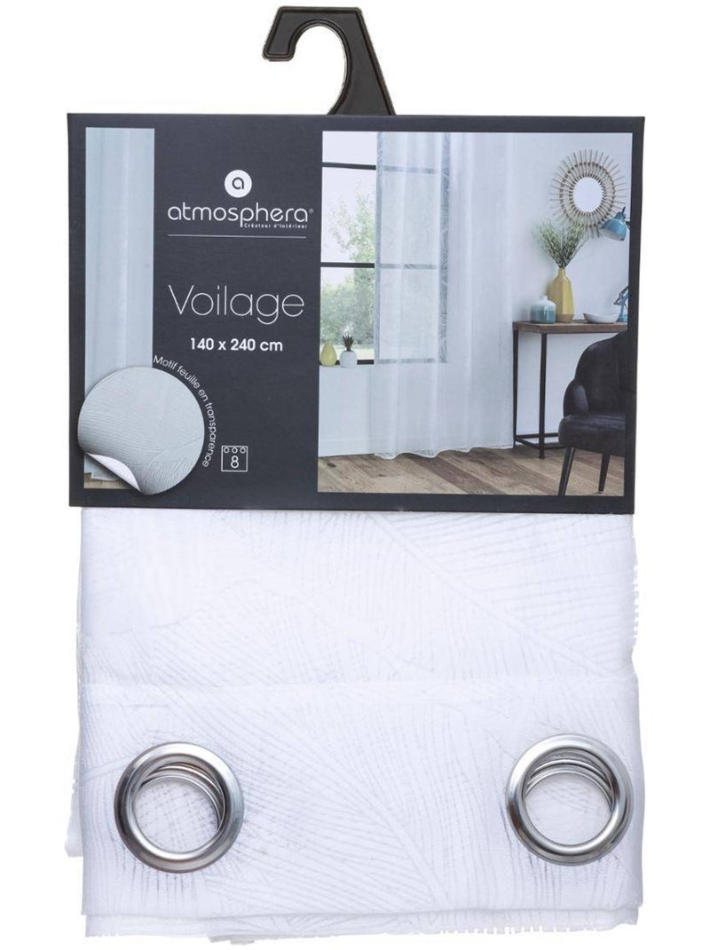 Cortinas de rede com estampado de folhas Branco - Kiabi