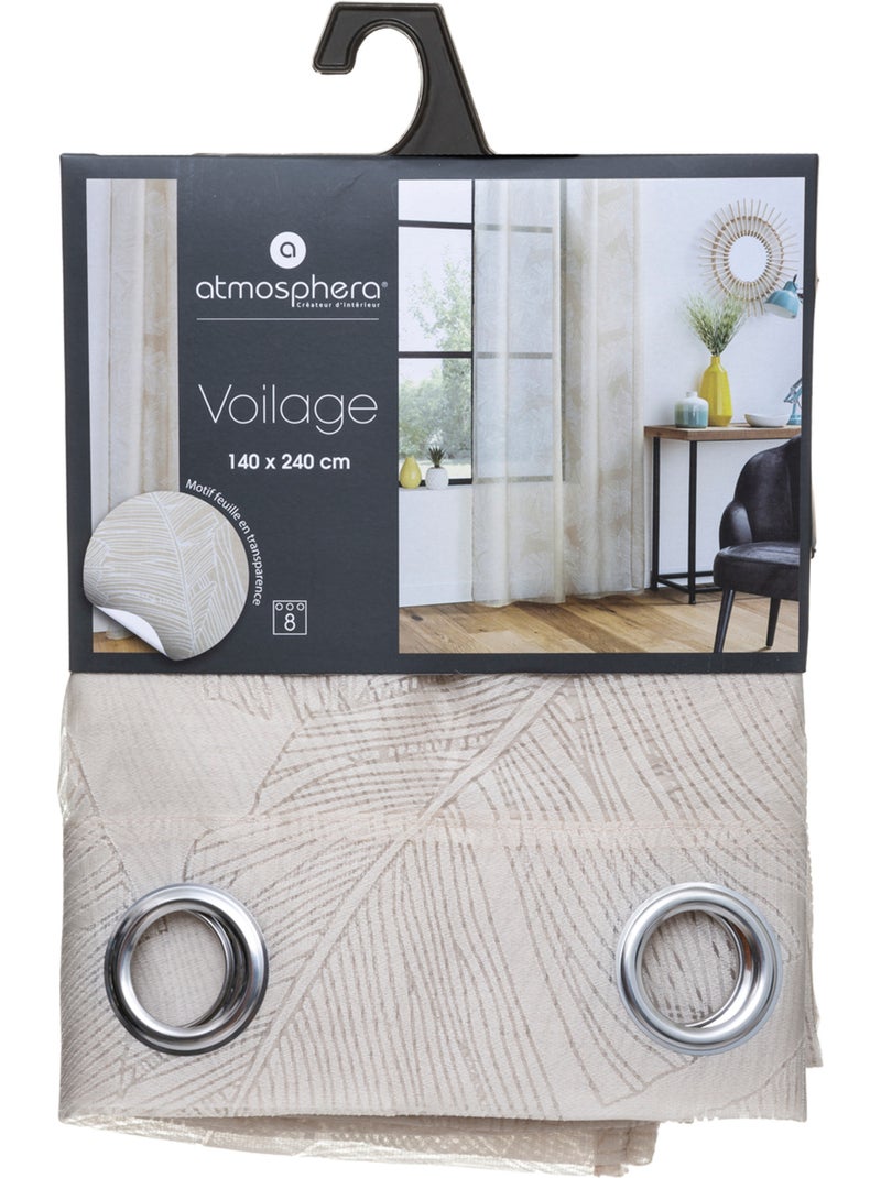 Cortinas de rede com estampado de folhas Verde-acinzentado - Kiabi