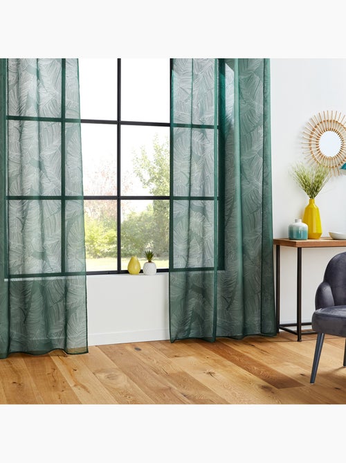 Cortinas de rede com estampado de folhas - Kiabi
