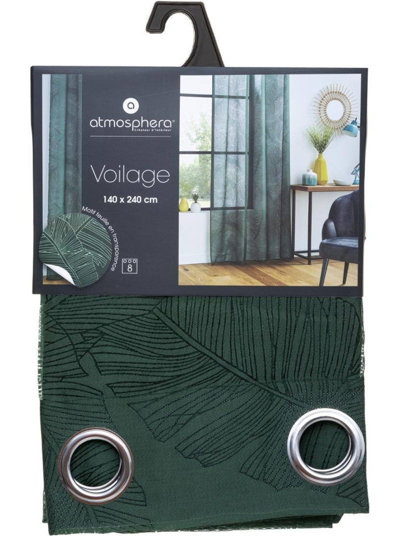 Cortinas de rede com estampado de folhas Verde - Kiabi
