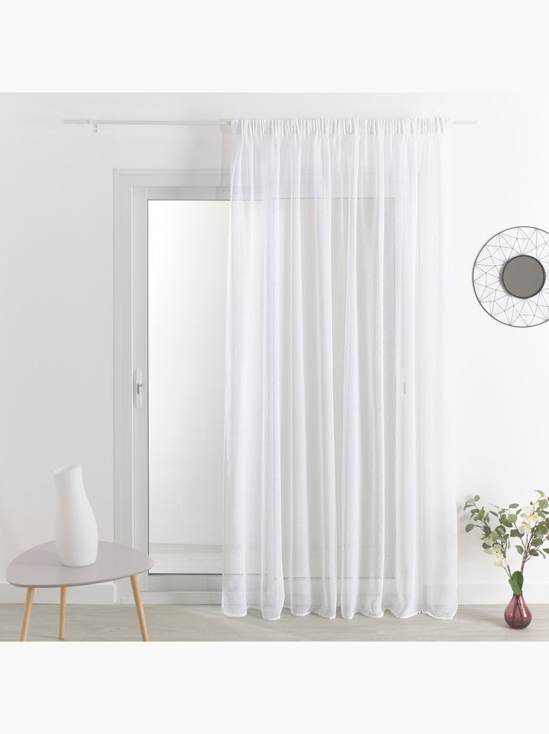 Cortinas ignífugas m1 com franzido, efeito linho Branco - Kiabi