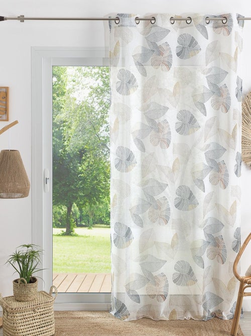 Cortinas transparentes com estampados de folhas - Kiabi