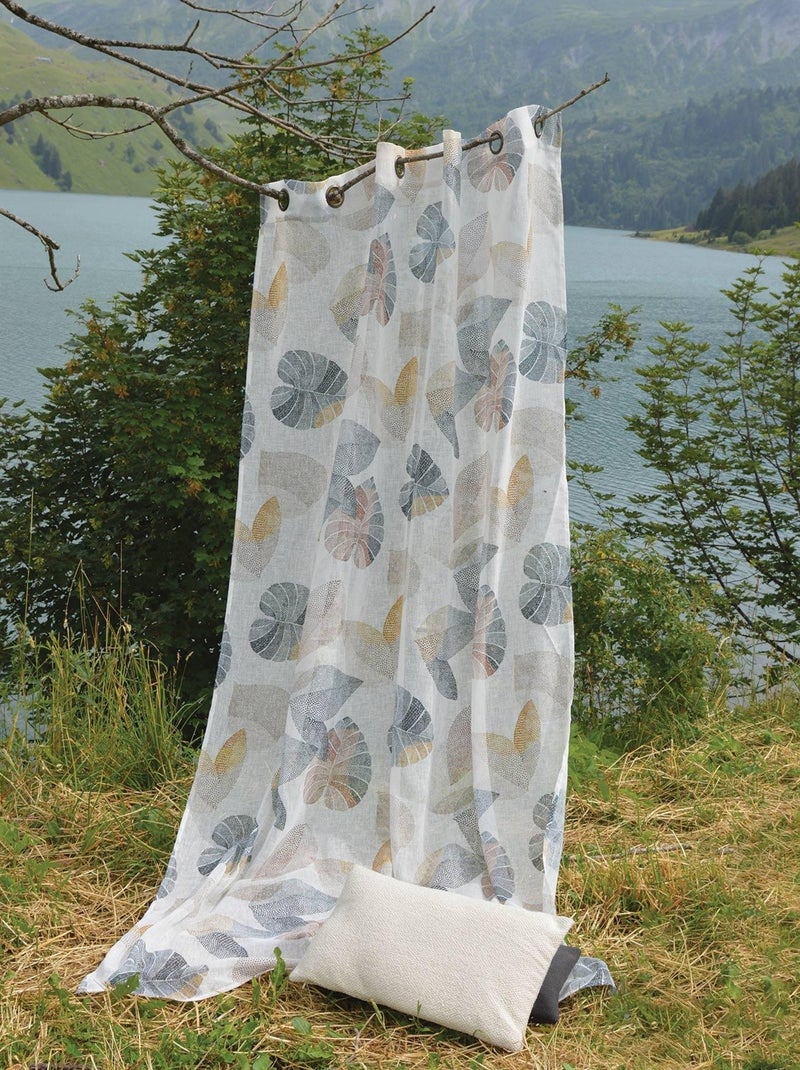 Cortinas transparentes com estampados de folhas Castanho-claro - Kiabi