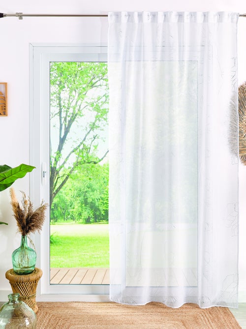 Cortinas transparentes com padrão de folhas e abas ocultas - Kiabi