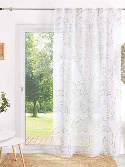 Cortinas transparentes com padrão de folhas e abas ocultas - Kiabi