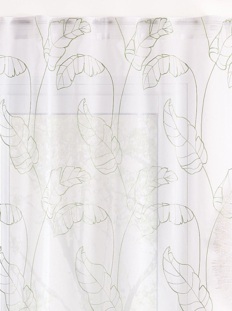 Cortinas transparentes com padrão de folhas e abas ocultas Verde - Kiabi