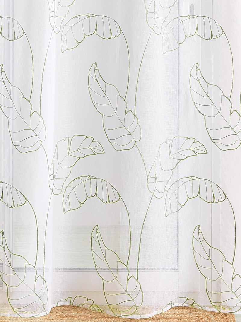 Cortinas transparentes com padrão de folhas e abas ocultas Verde - Kiabi