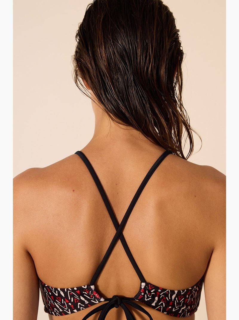 Corus top de biquíni halter penti Preto Branco - Kiabi