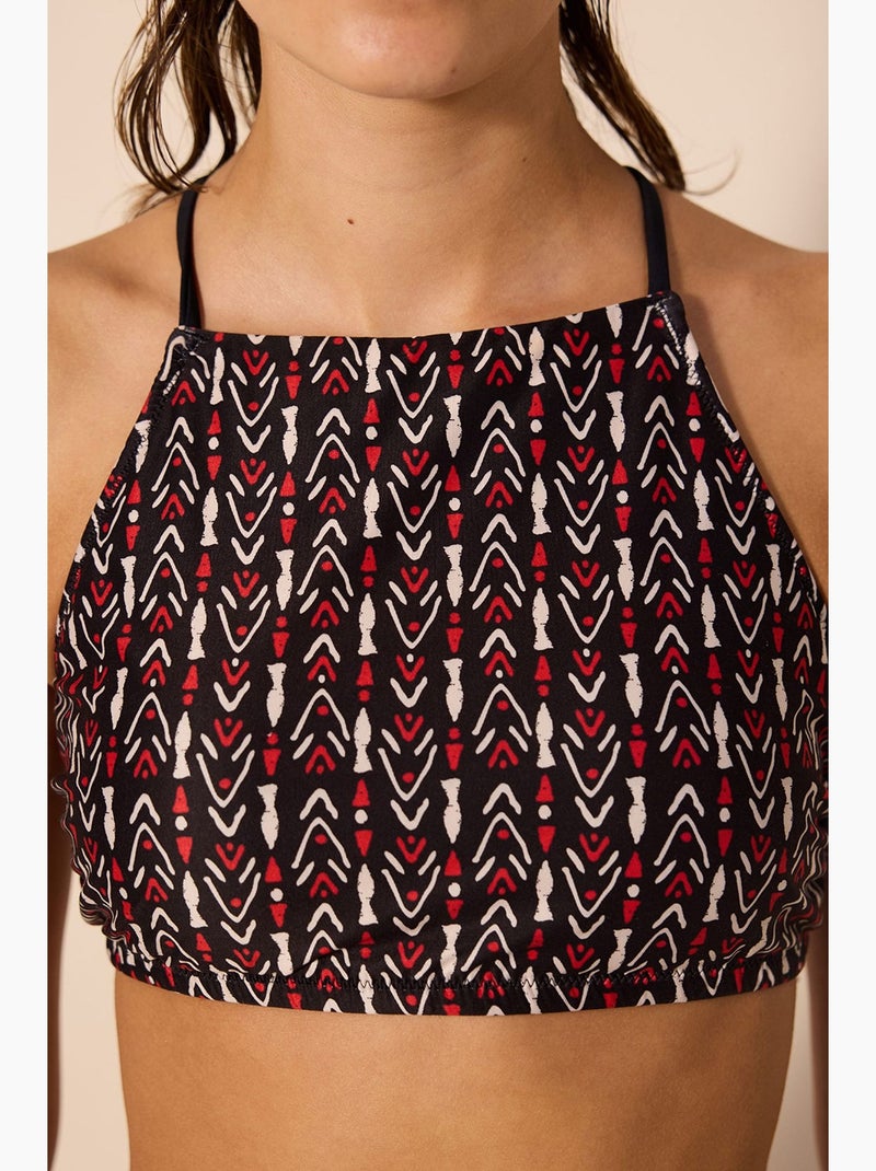 Corus top de biquíni halter penti Preto Branco - Kiabi
