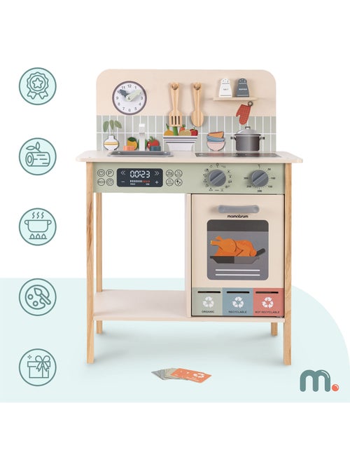 Cozinha brinquedo madeira reciclagem lixo 54x30x72cm forno bege verde salvia mamabrum - Kiabi Cozinha brinquedo madeira reciclagem lixo 54x30x72cm forno bege verde salvia mamabrum - Kiabi
