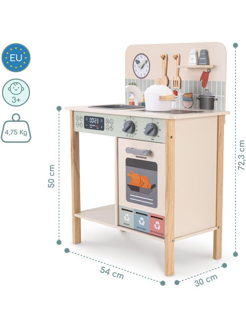 Cozinha brinquedo madeira reciclagem lixo 54x30x72cm forno bege verde salvia mamabrum - Kiabi Cozinha brinquedo madeira reciclagem lixo 54x30x72cm forno bege verde salvia mamabrum - Kiabi