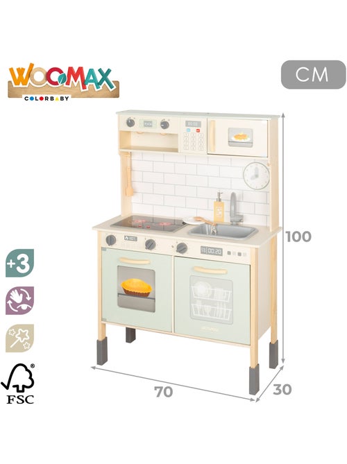 Cozinha elétrica de madeira com luz, som e acessórios 30x68x102 cm WOOMAX - Kiabi